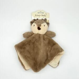 Linzy Baby Plush Deer Reindeer Baby Security Blanket Brown Tan New